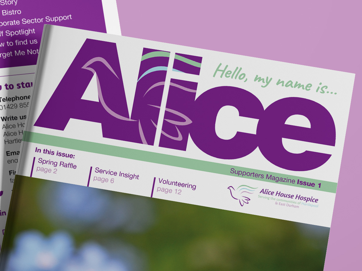 Featured image of the Hospice Magazine designed and printed for Alice House.